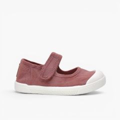 Merceditas barefoot lona lavada niñas Rosa