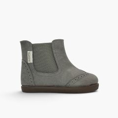 Botines barefoot niña picado decorativo Gris