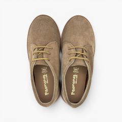 Blucher niños serraje collarín cordones Topo