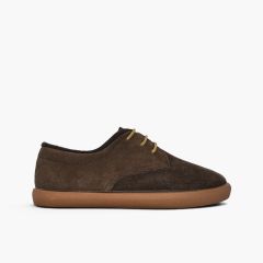 Blucher niños serraje collarín cordones Marrón