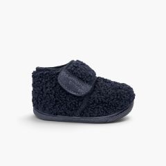 Botitas casa barefoot efecto borreguito Azul Marino