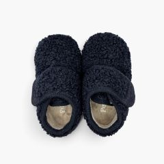 Botitas casa barefoot efecto borreguito Azul Marino