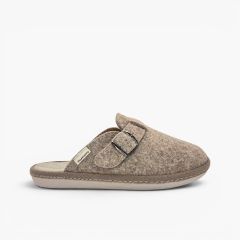Zuecos casa fieltro hebilla flexibles Topo