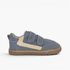 Zapatillas barefoot efecto nobuck adorno lateral Azul Plomo