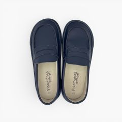 Mocasines colegiales barefoot niños Azul Marino