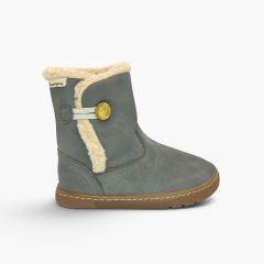 Botas barefoot forro borreguito cierre botón Gris