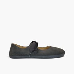Merceditas barefoot serraje mujer lazo faya Gris