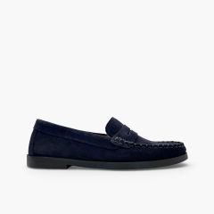 Mocasines niños serraje vestir Azul Marino