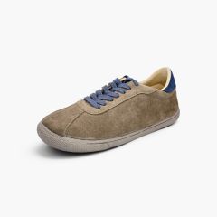 Zapatillas barefoot efecto serraje cordones contraste Topo
