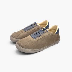 Zapatillas barefoot efecto serraje cordones contraste Topo