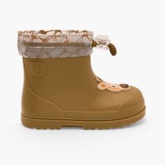 Botines de agua barefoot ajustables animales Mostaza