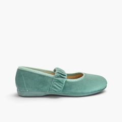Merceditas terciopelo frunce Aguamarina