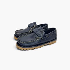 Náuticos niño piel Brincatruz suela track Azul Marino