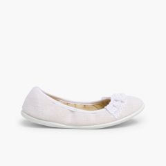 Bailarina Lino con Puntilla Blanco