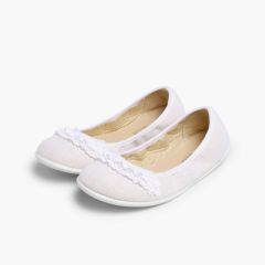 Bailarina Lino con Puntilla Blanco
