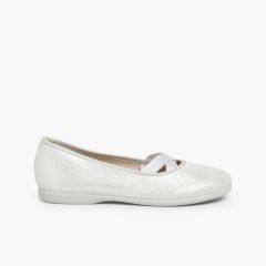 Bailarinas niña estilo ballet con acabado brillo Plata