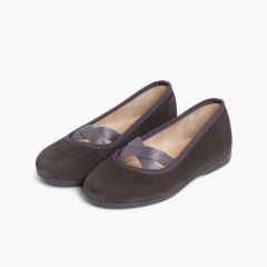 Bailarinas Niña Serraje Cinta Cruzada Tipo Ballet Gris