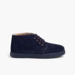 Botas de Pelo Interior con Cordones Azul Marino