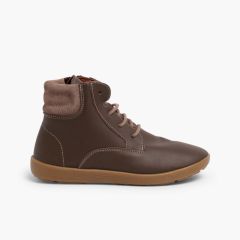 Botines Cremallera Piel Lavable Niño Marrón