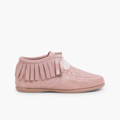 Botines Glitter Indios con Flecos Rosa