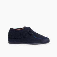 Botines de Flecos para Niños y Mujer Azul Marino