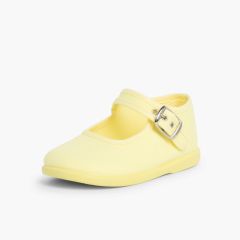 Merceditas Niña Tela Hebilla Amarillo Limón