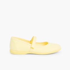Merceditas Niña Tela tira adherente fina Amarillo Limón
