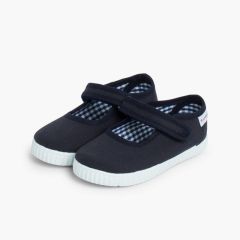 Merceditas Niña tira adherente    Suela tipo Zapatillas Azul Marino