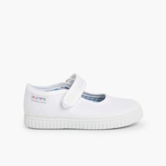 Merceditas Niña tira adherente    Suela tipo Zapatillas Blanco