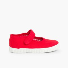 Merceditas Niña tira adherente    Suela tipo Zapatillas Rojo