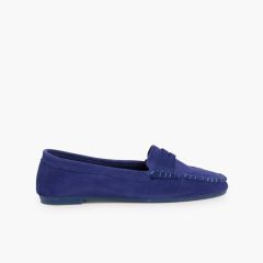 Mocasin de Serraje Antifaz Norteñas Azulón