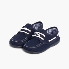 Náuticos Tela Cordones Niño Azul Marino