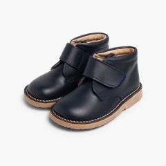 Pisacacas Piel Botas Colegio con cinta adhesiva  Azul Marino