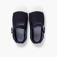 Zapatillas Lona Niña con Hebilla y Puntera de Goma Azul Marino