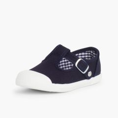 Zapatillas Lona Niños Puntera Goma Tipo Pepitos Azul Marino