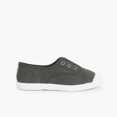 Zapatillas Lona Punta Goma Sin Cordones Antracita