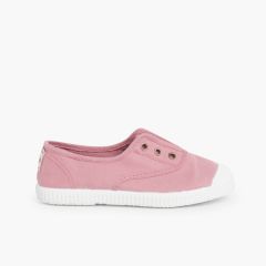 Zapatillas Lona Punta Goma Sin Cordones Rosa