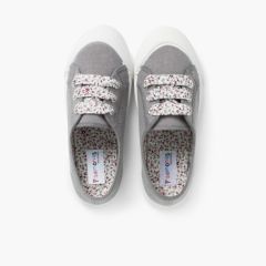 Zapatillas Tela Punta Goma Cordones Gris