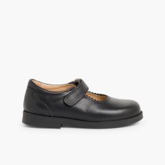 Zapatos Colegiales Merceditas Niña tira adherente    Negro