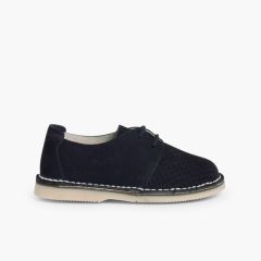 Zapato Serraje Blucher con Picado Azul Marino