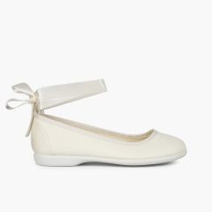 Bailarina cristal pulsera y cintas de raso Crudo