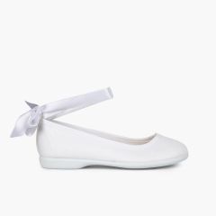 Bailarina cristal pulsera y cintas de raso Blanco