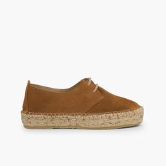 Blucher niña y mujer plataforma yute Camel