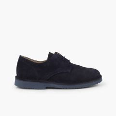 Blucher serraje liso zapato de vestir niño Azul Marino