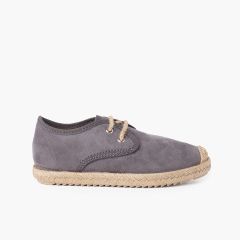 Blucher puntera y cordones yute efecto suede Gris