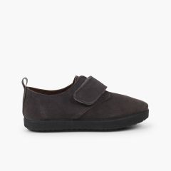 Blucher de tira adherente    casual en piel de serraje  Gris