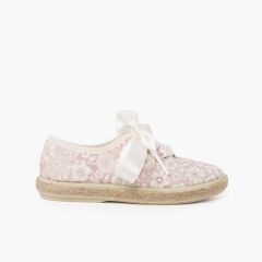 Blucher flores y yute cordones raso Maquillaje
