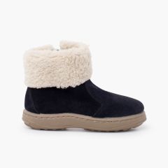 Botas suela sport cremallera y borrego Azul Marino