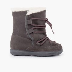 Botas borrego caña cierre adherente Gris