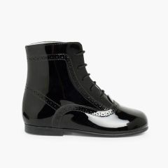Botas Pascualas para Niñas Charol Negro